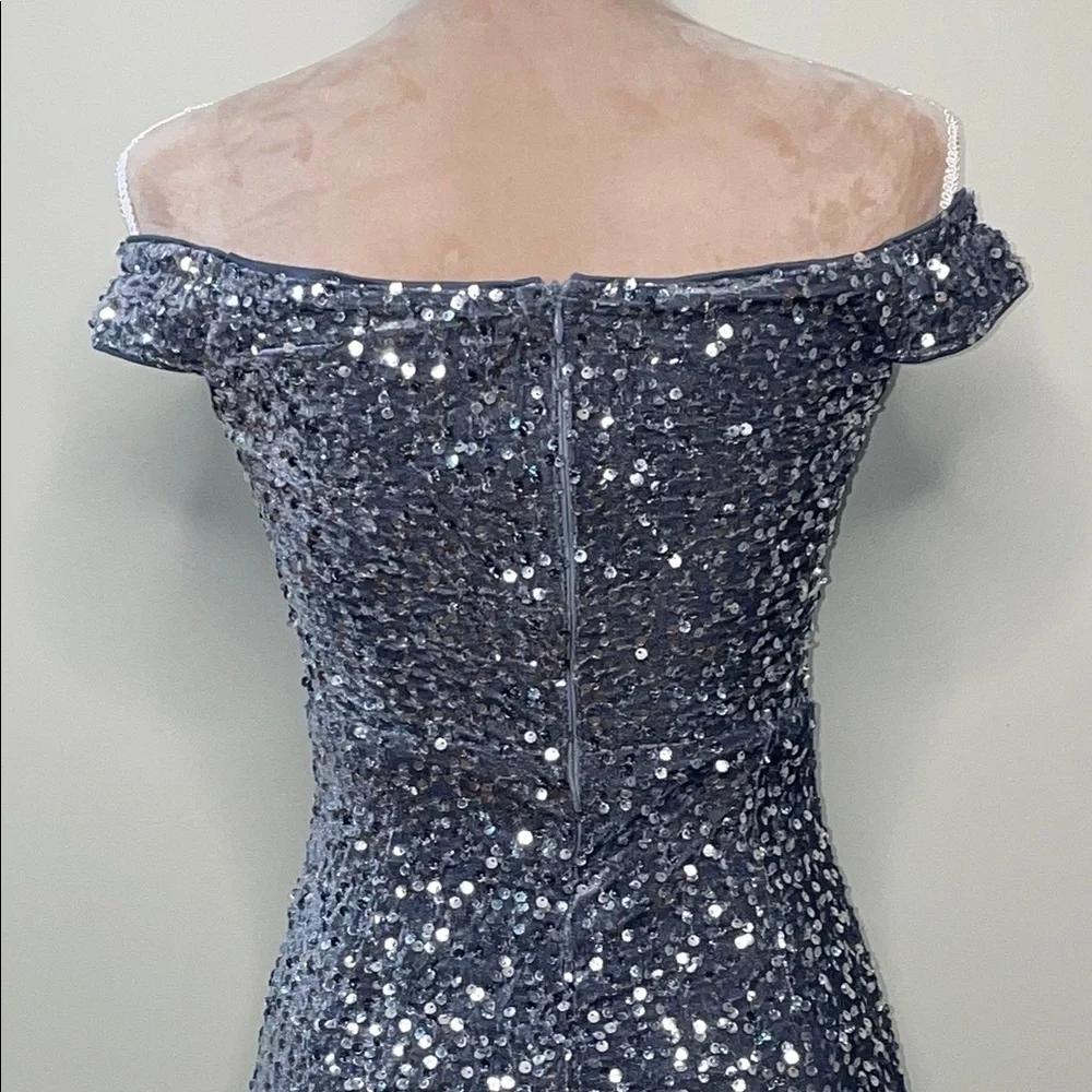 Faeriesty Gray Sequin Embellished Off-Shoulder Women’s Gown Size XS NWT - Picture 10 of 14